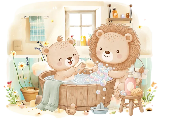 Leo y Vera en el baño